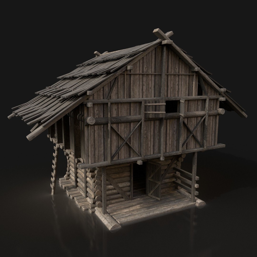Medieval Village House 3D Model – Low Poly Game Asset, FBX, OBJ - View 14