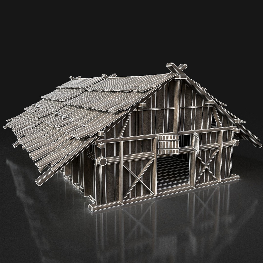 Medieval Village House 3D Model – Low Poly Game Asset, FBX, OBJ - View 23
