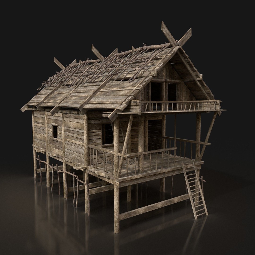 Medieval Village House 3D Model – Low Poly Game Asset, FBX, OBJ - View 24