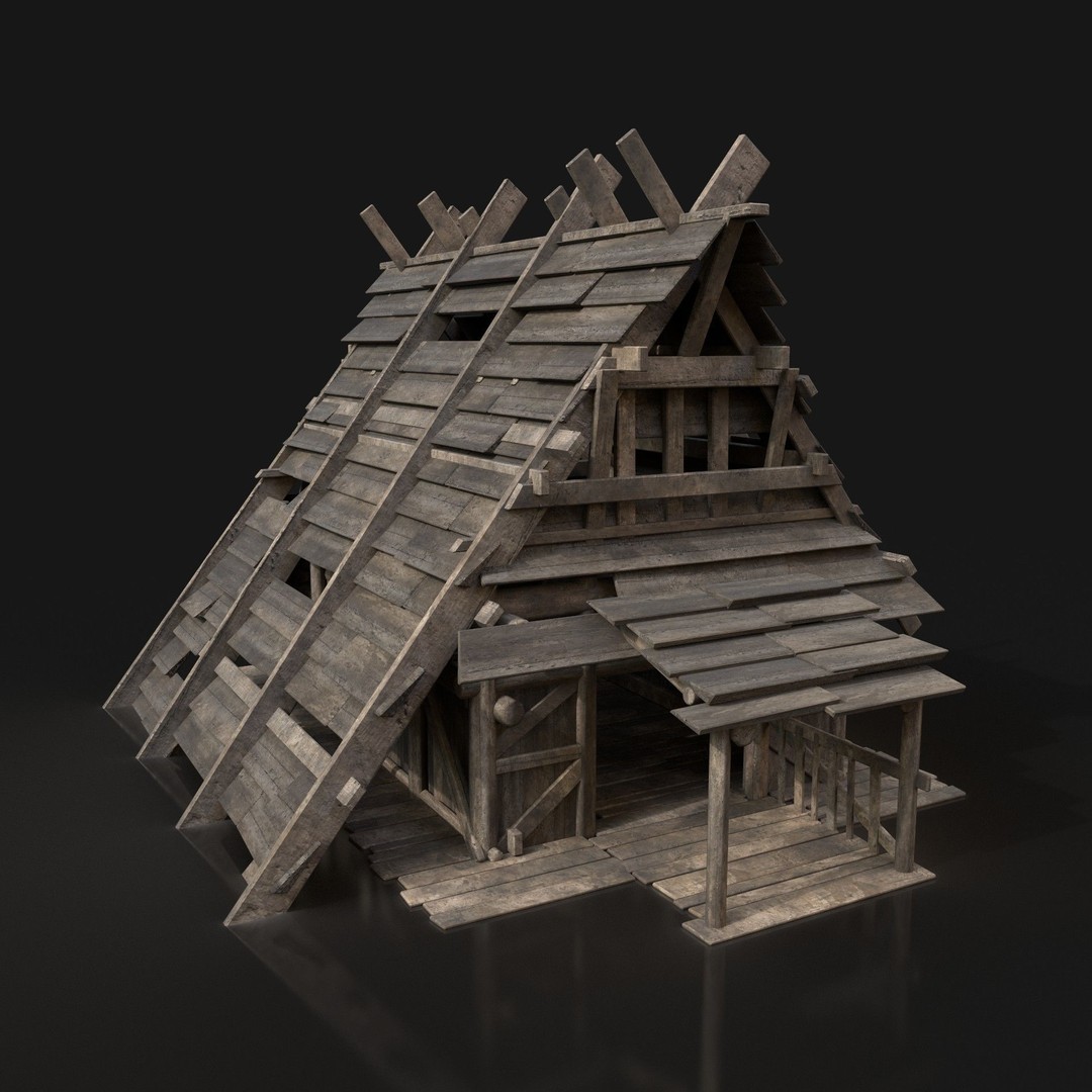 Medieval Village House 3D Model – Low Poly Game Asset, FBX, OBJ - View 3