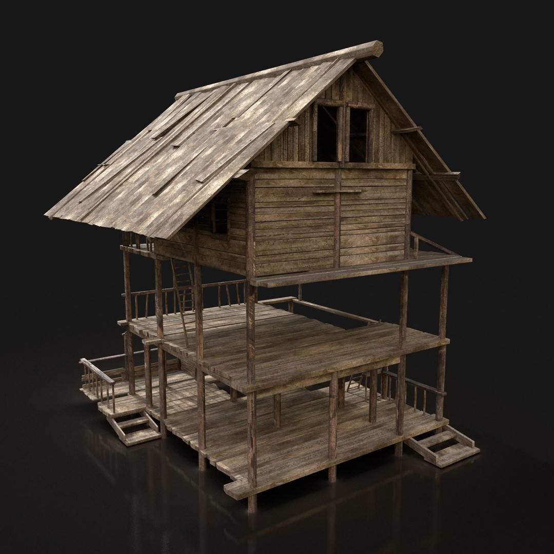 Medieval Village House 3D Model – Low Poly Game Asset, FBX, OBJ - View 33