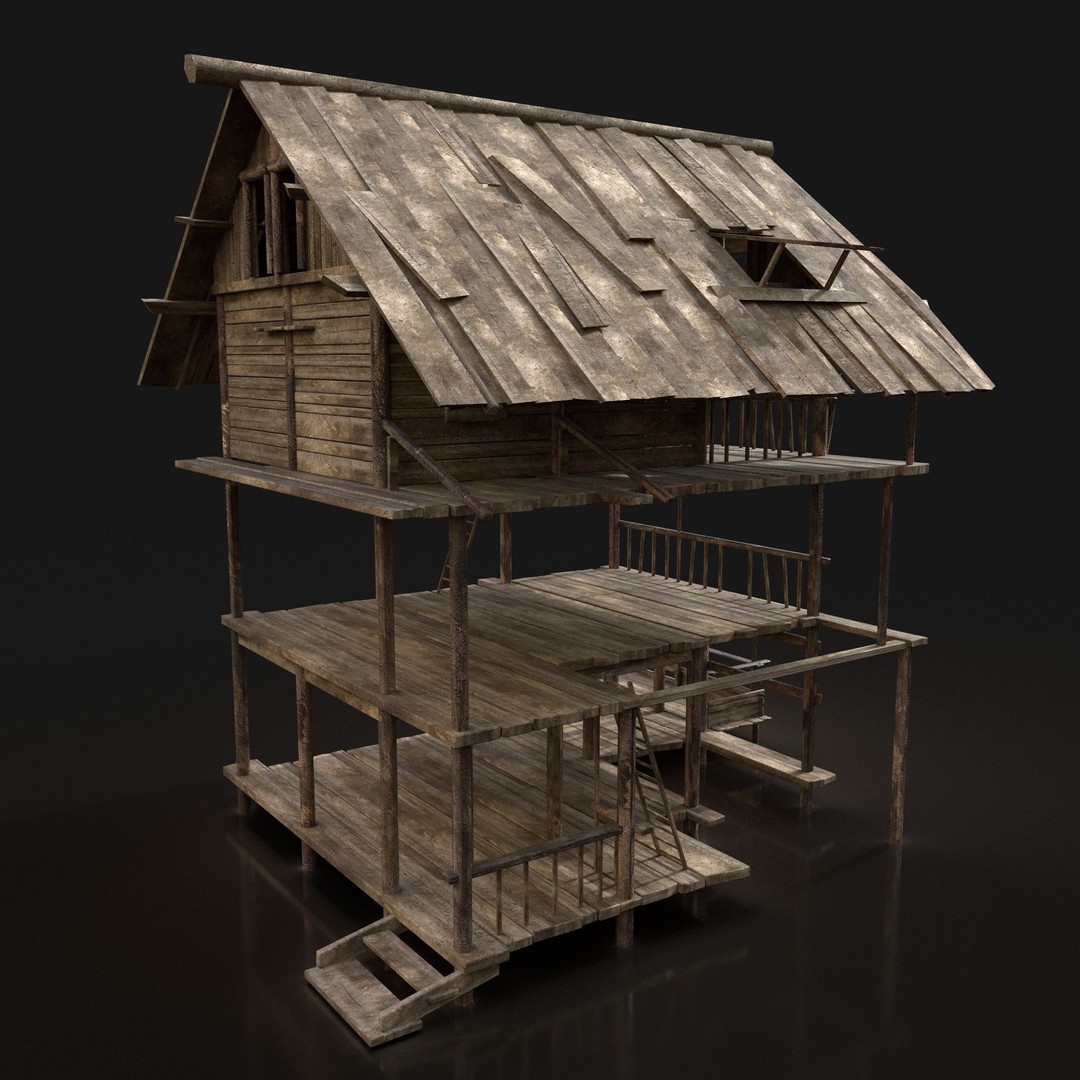 Medieval Village House 3D Model – Low Poly Game Asset, FBX, OBJ - View 34