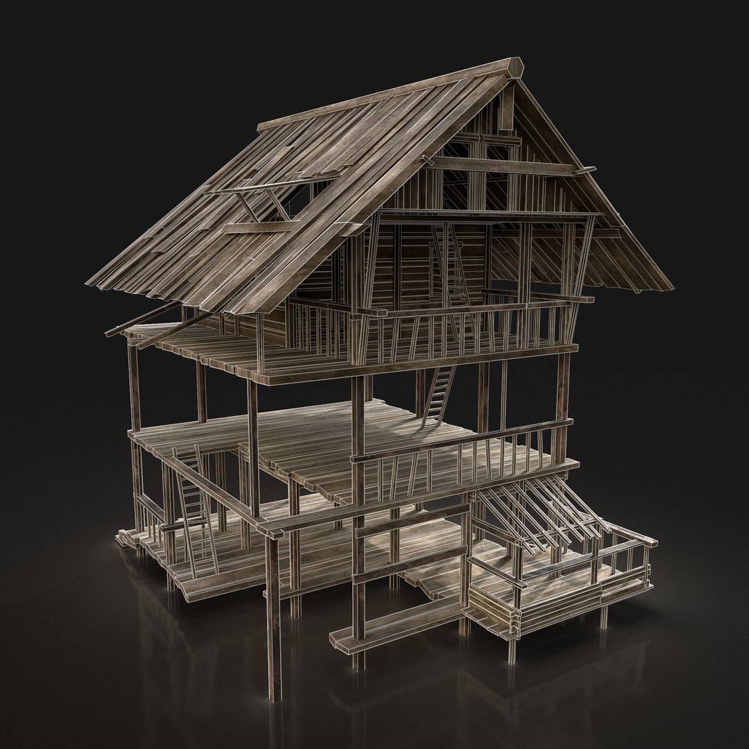 Medieval Village House 3D Model – Low Poly Game Asset, FBX, OBJ - View 35