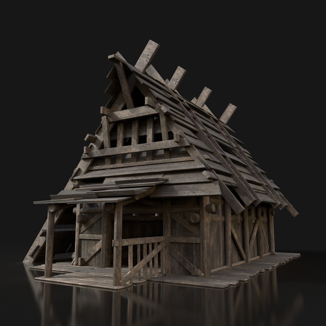 Medieval Village House 3D Model – Low Poly Game Asset, FBX, OBJ - View 4