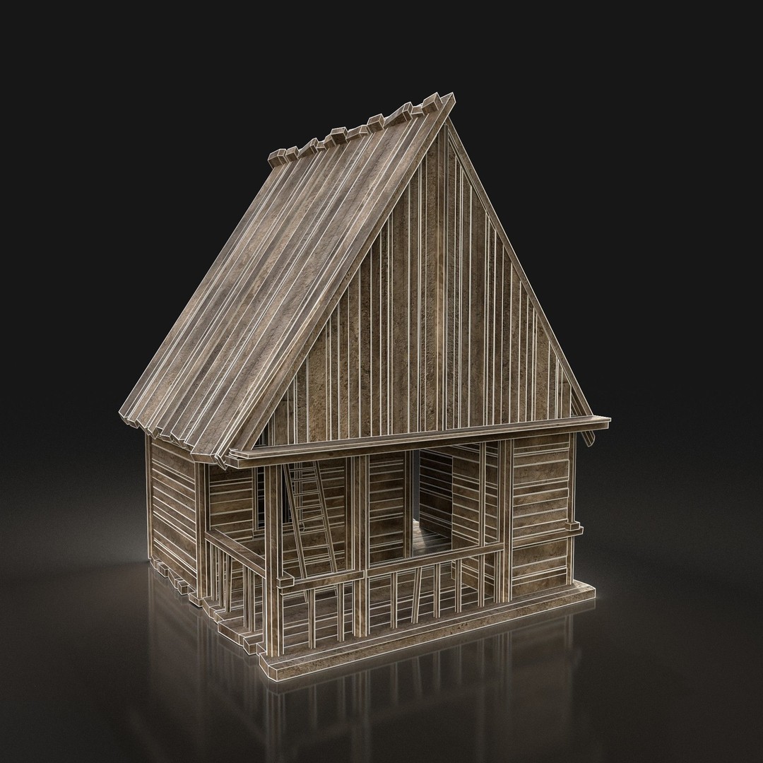 Medieval Village House 3D Model – Low Poly Game Asset, FBX, OBJ - View 40