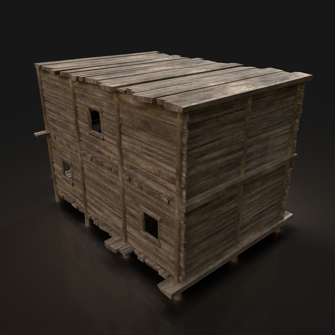 Medieval Village House 3D Model – Low Poly Game Asset, FBX, OBJ - View 45