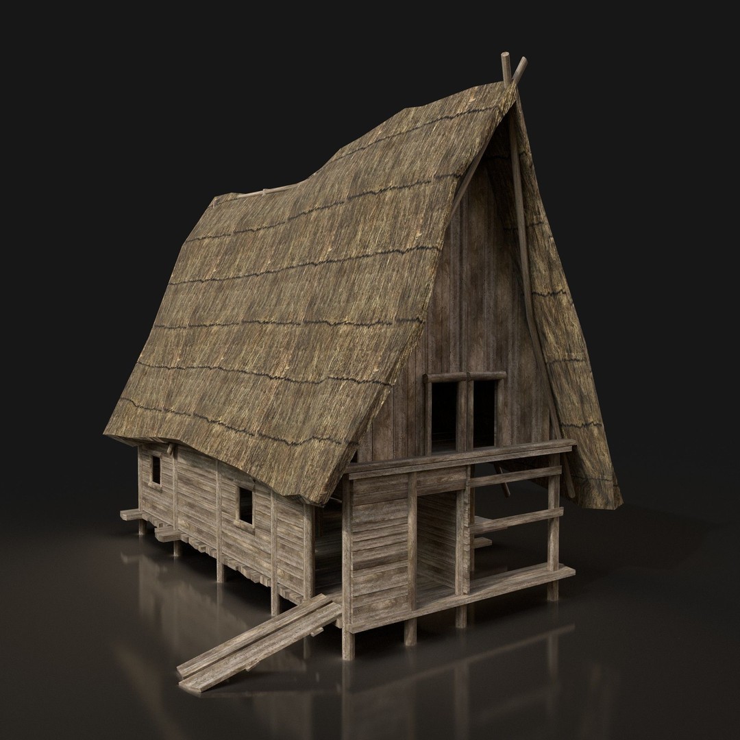 Medieval Village House 3D Model – Low Poly Game Asset, FBX, OBJ - View 47