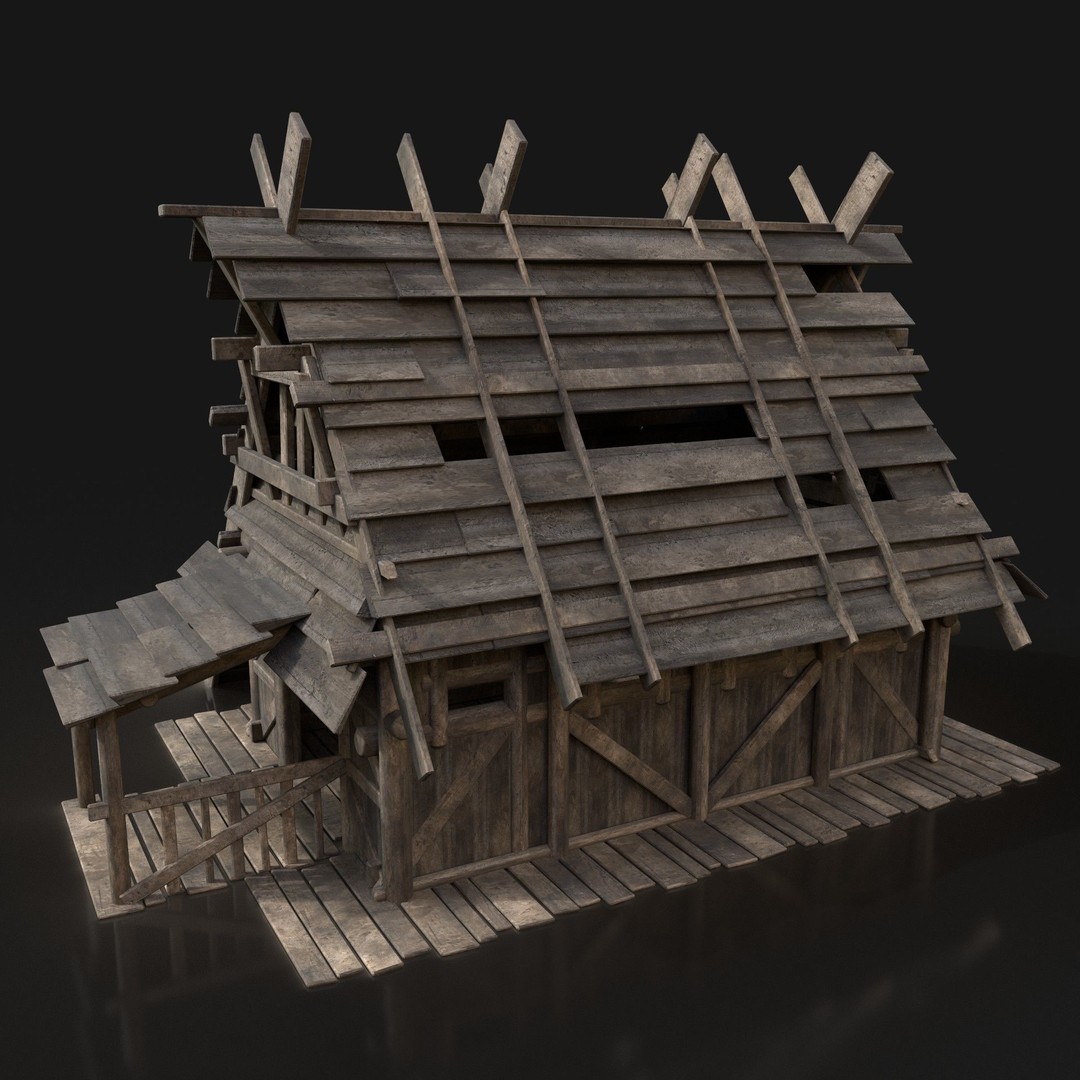 Medieval Village House 3D Model – Low Poly Game Asset, FBX, OBJ - View 5