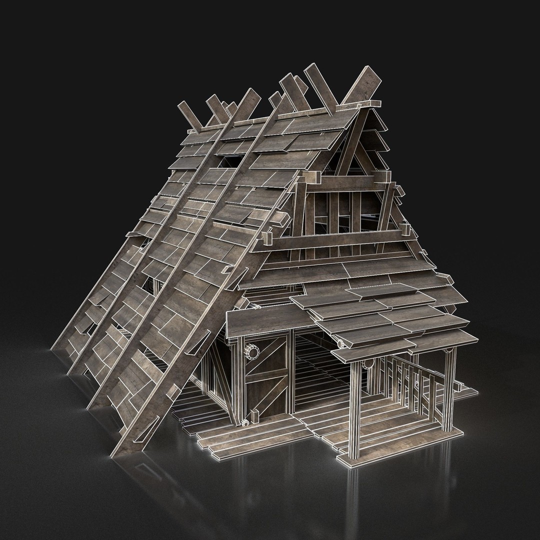 Medieval Village House 3D Model – Low Poly Game Asset, FBX, OBJ - View 8