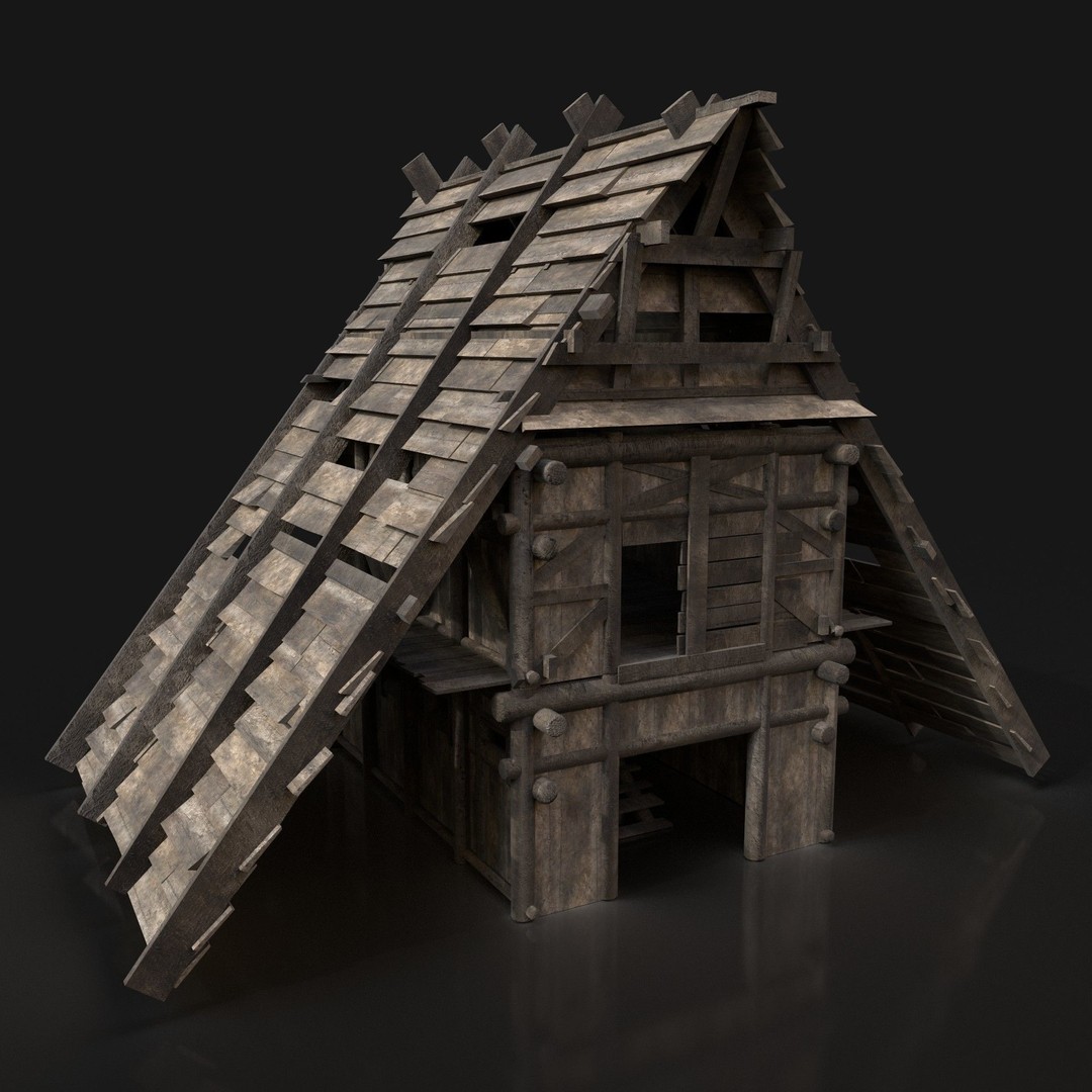 Medieval Village House 3D Model – Low Poly Game Asset, FBX, OBJ - View 9