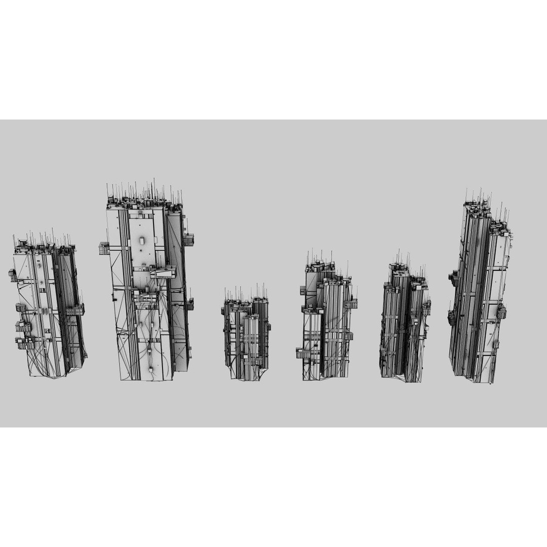 100 Unique Cyberpunk Sci-Fi City Buildings 3D Model – Game-Ready, FBX, OBJ