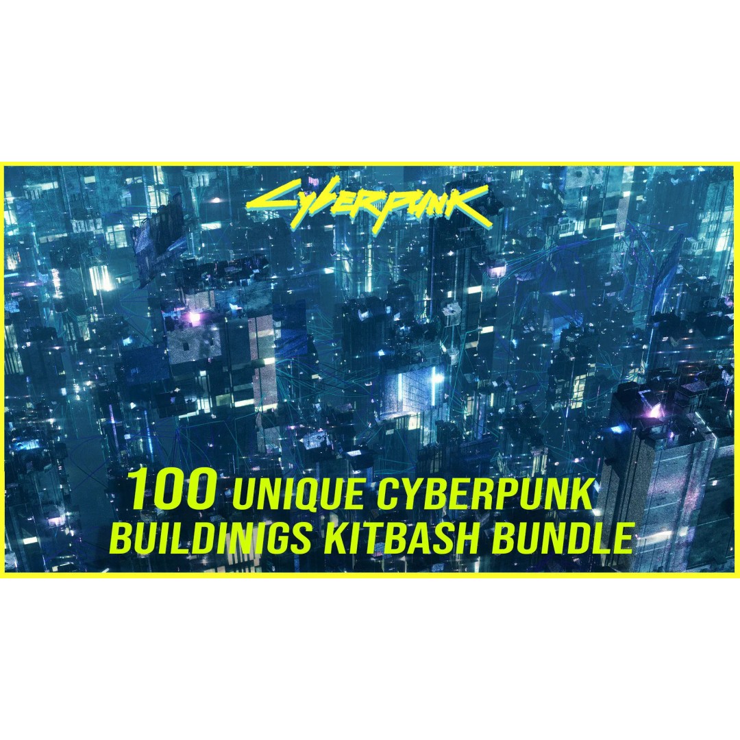 100 Unique Cyberpunk Sci-Fi City Buildings 3D Model – Game-Ready, FBX, OBJ - View 2