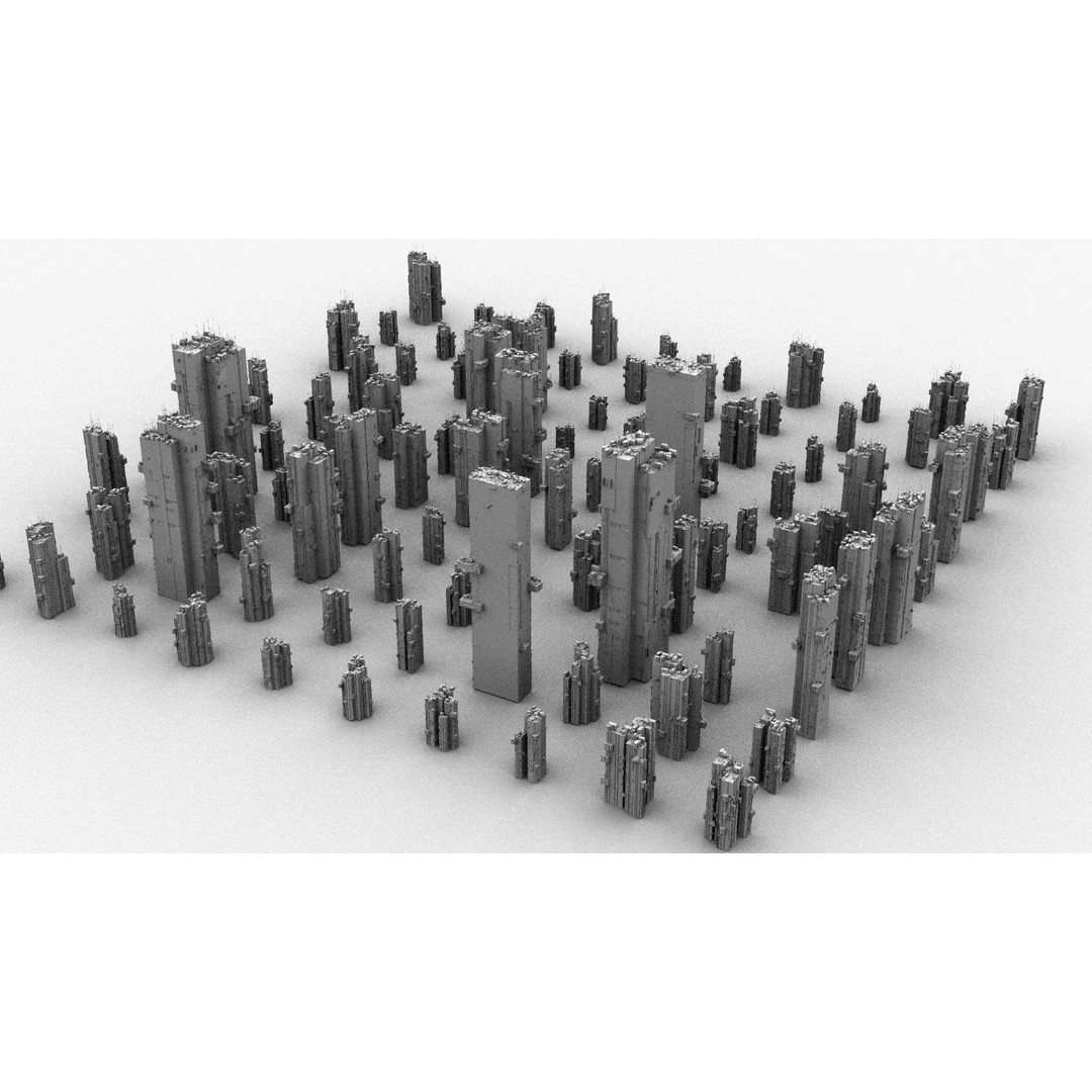 100 Unique Cyberpunk Sci-Fi City Buildings 3D Model – Game-Ready, FBX, OBJ - View 6