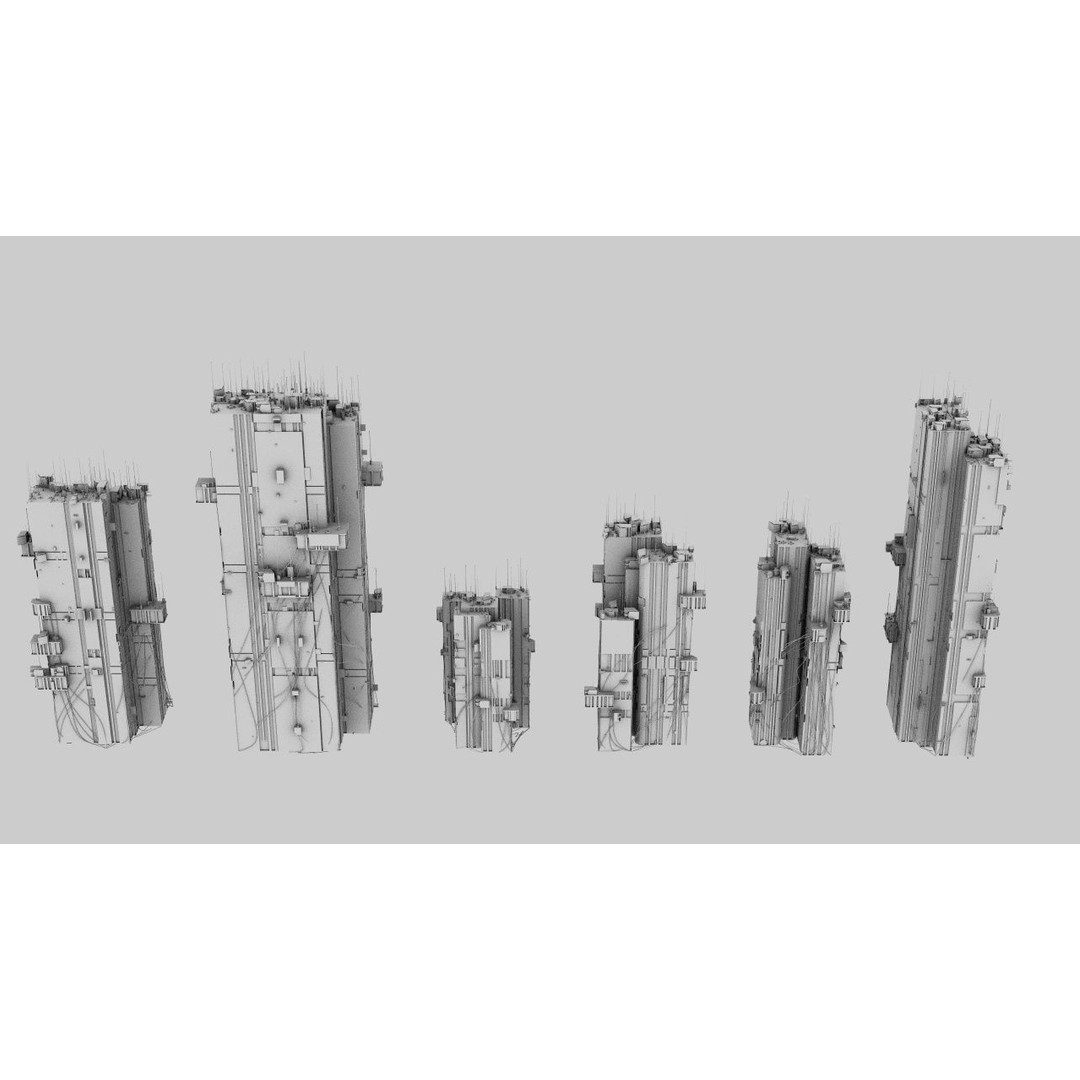 100 Unique Cyberpunk Sci-Fi City Buildings 3D Model – Game-Ready, FBX, OBJ - View 8
