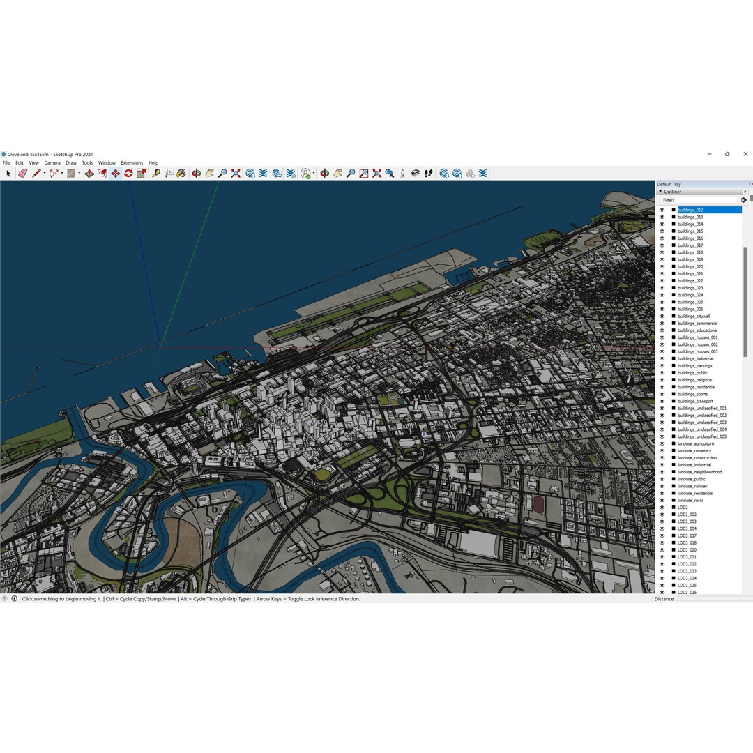 Cleveland 3D Model – Low Poly Cityscape Asset, FBX, PBR