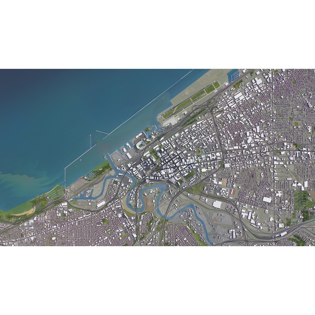 Cleveland 3D Model – Low Poly Cityscape Asset, FBX, PBR - View 11