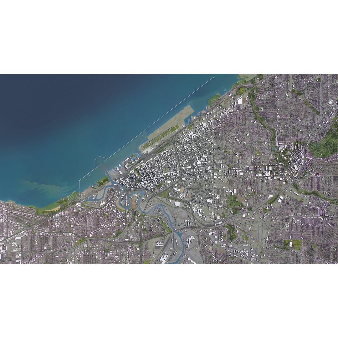 Cleveland 3D Model – Low Poly Cityscape Asset, FBX, PBR - View 12