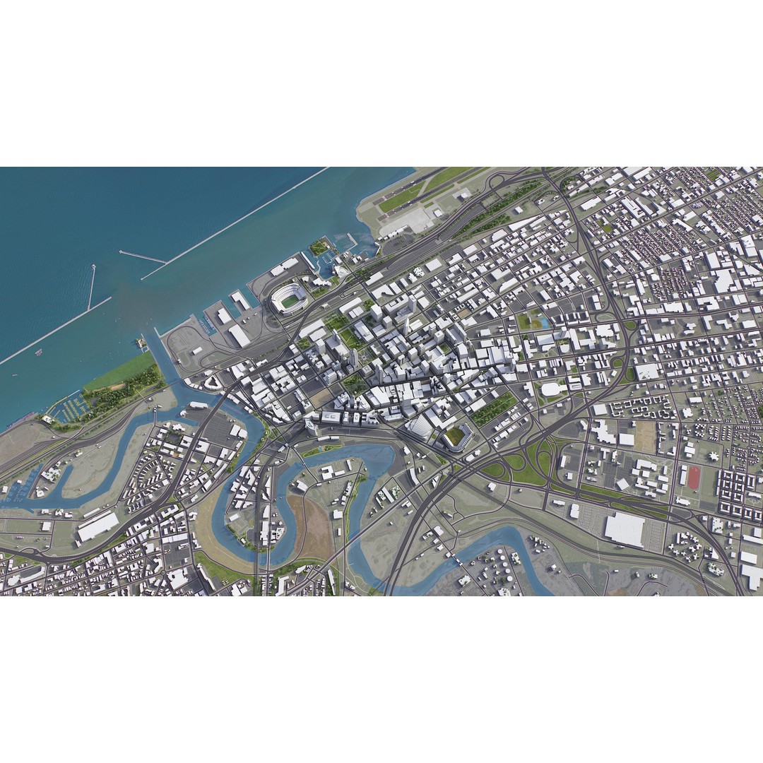 Cleveland 3D Model – Low Poly Cityscape Asset, FBX, PBR - View 14
