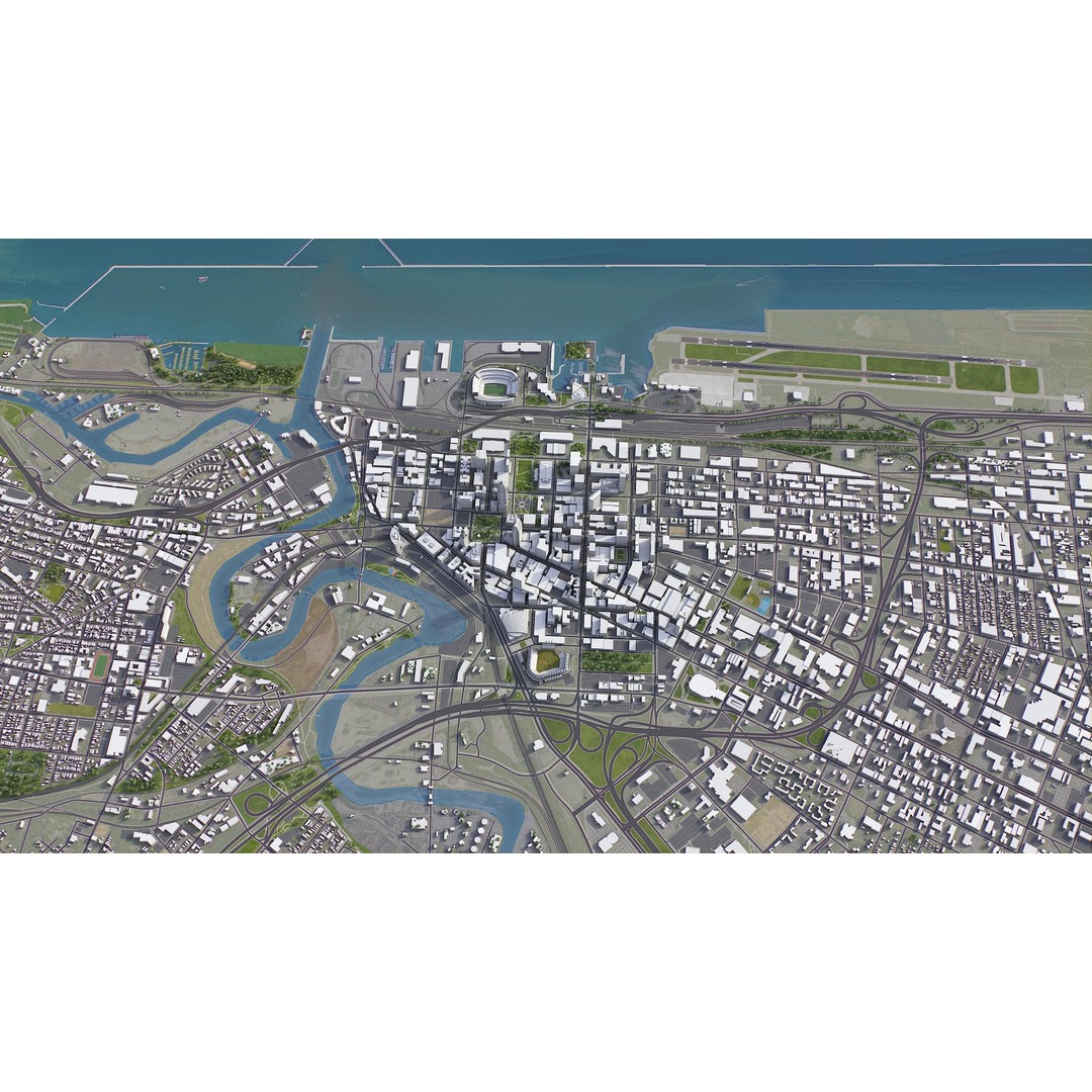 Cleveland 3D Model – Low Poly Cityscape Asset, FBX, PBR - View 15