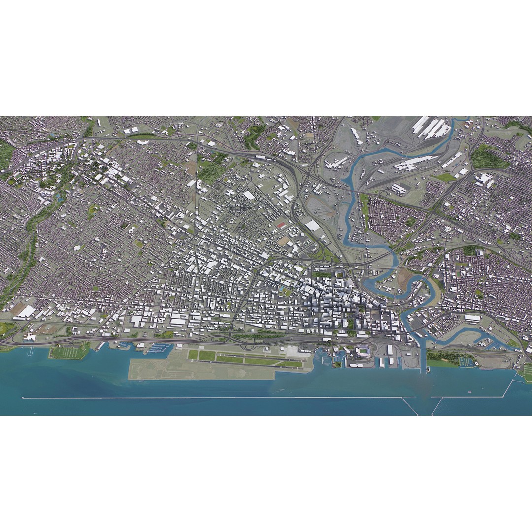 Cleveland 3D Model – Low Poly Cityscape Asset, FBX, PBR - View 16