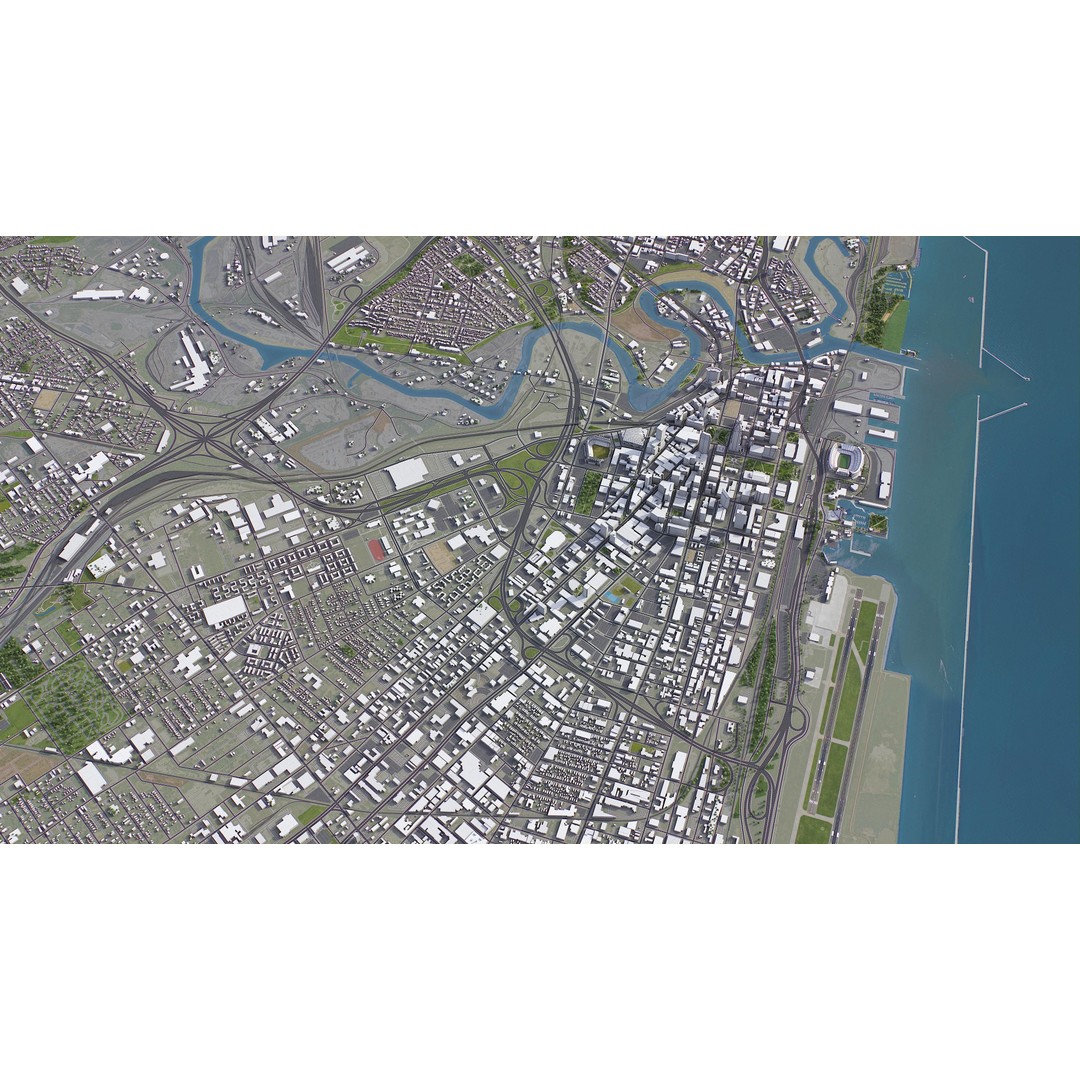 Cleveland 3D Model – Low Poly Cityscape Asset, FBX, PBR - View 18