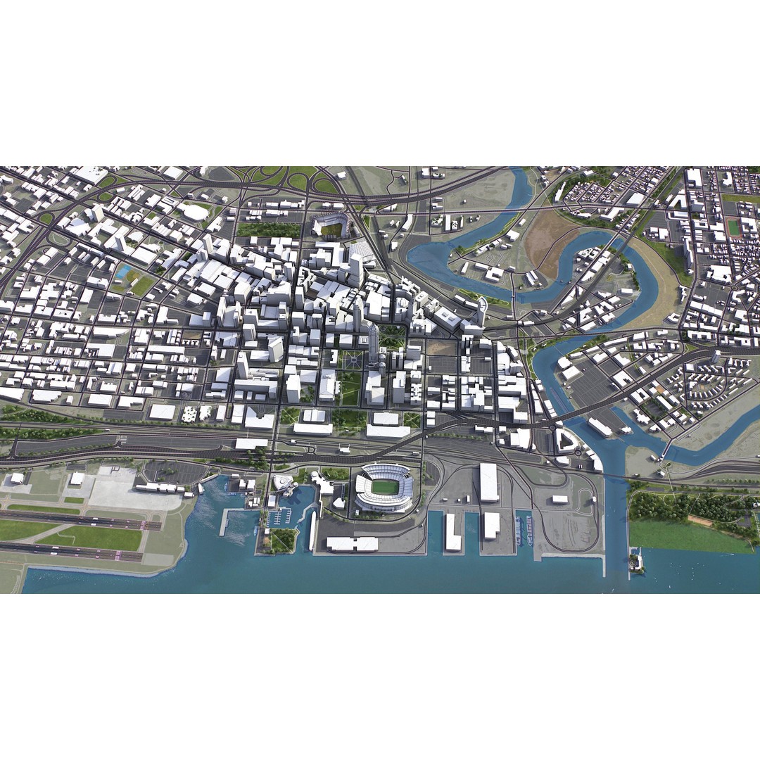 Cleveland 3D Model – Low Poly Cityscape Asset, FBX, PBR - View 6