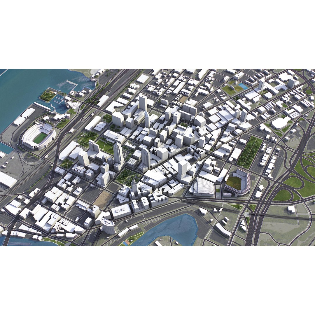 Cleveland 3D Model – Low Poly Cityscape Asset, FBX, PBR - View 8