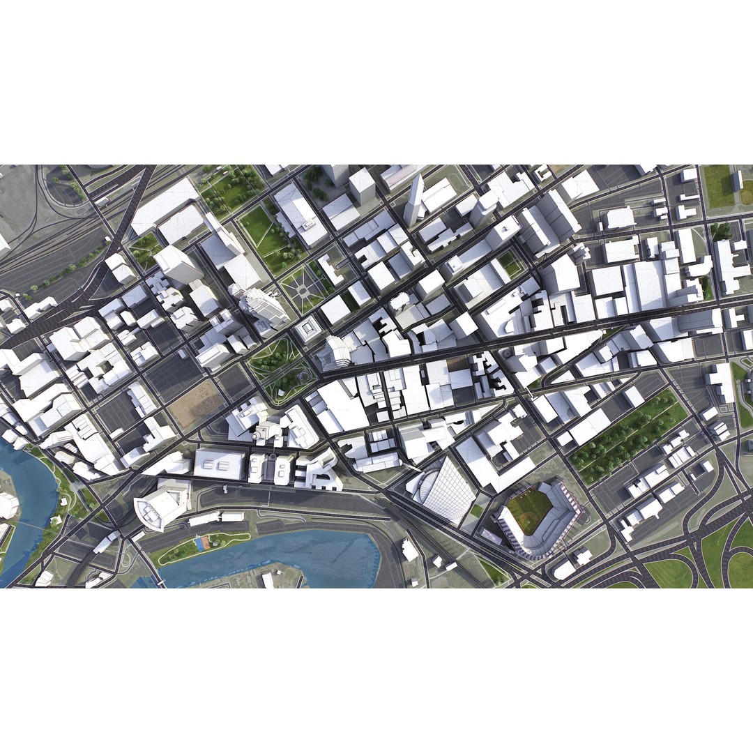 Cleveland 3D Model – Low Poly Cityscape Asset, FBX, PBR - View 9