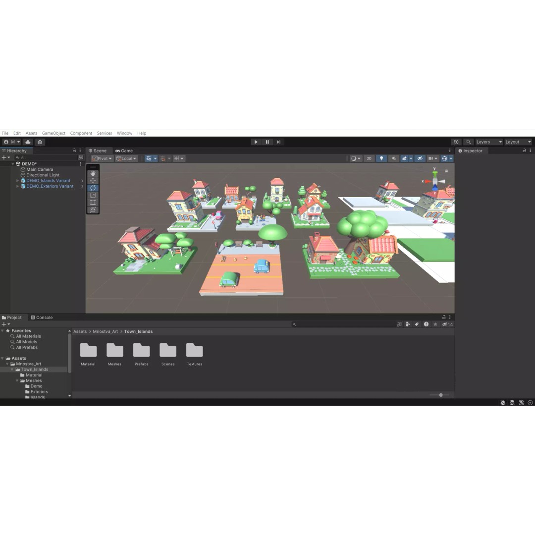 Cartoon Town Islands Exteriors 3D Model – Low Poly Game Asset, FBX
