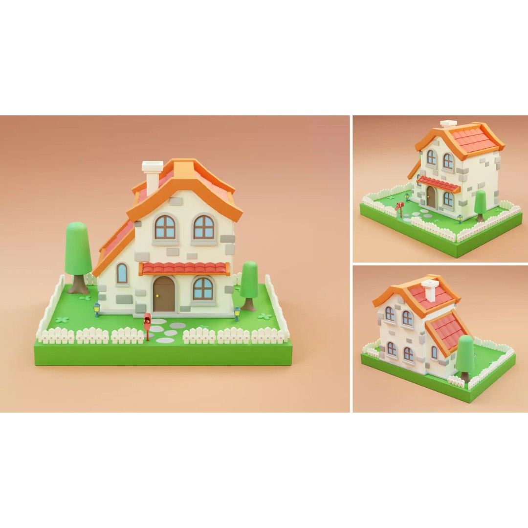 Cartoon Town Islands Exteriors 3D Model – Low Poly Game Asset, FBX - View 10