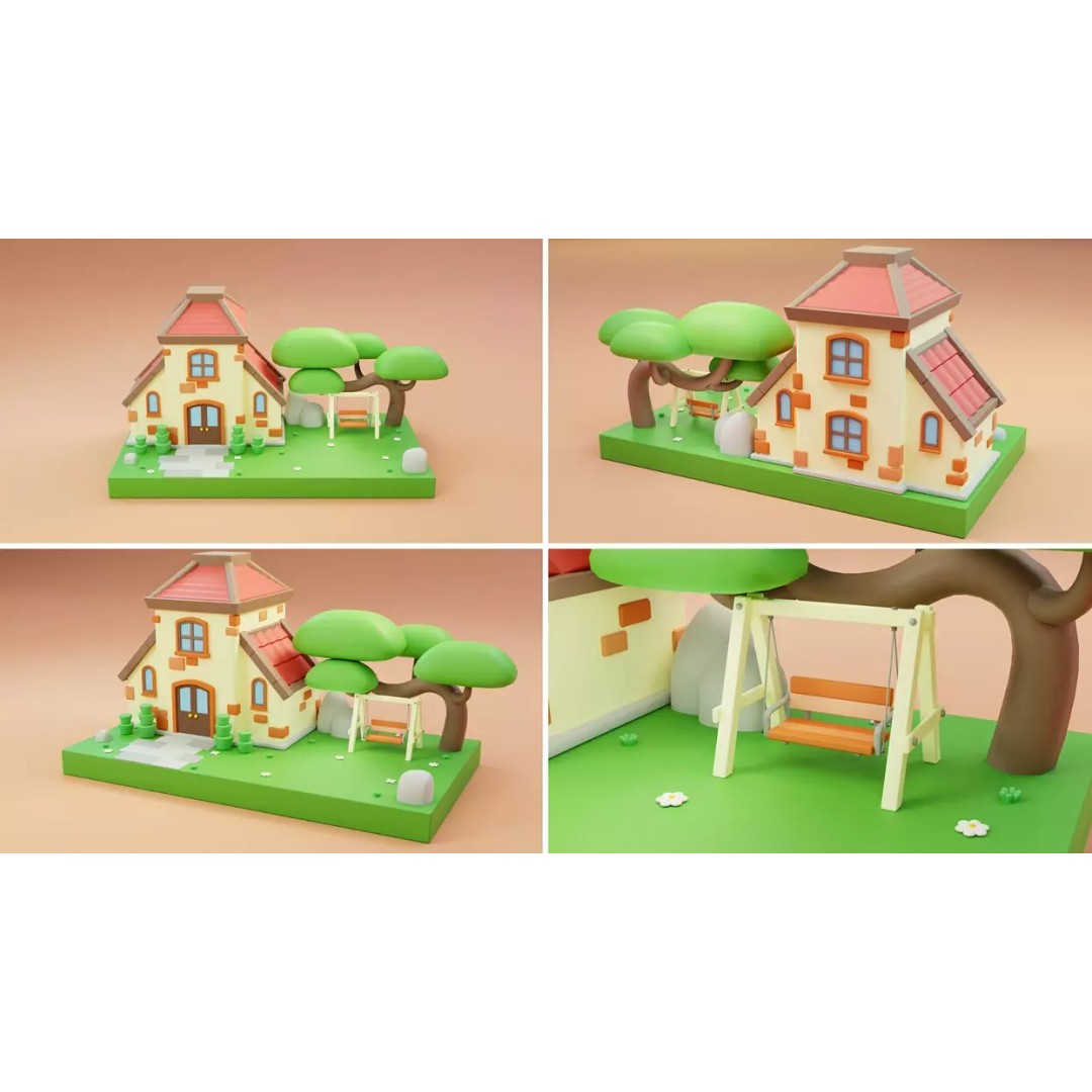 Cartoon Town Islands Exteriors 3D Model – Low Poly Game Asset, FBX - View 11