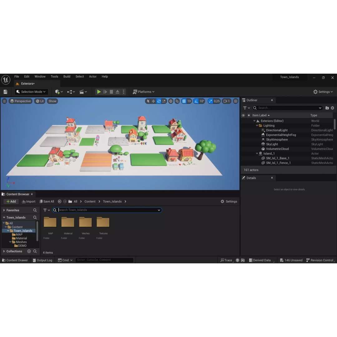 Cartoon Town Islands Exteriors 3D Model – Low Poly Game Asset, FBX - View 18