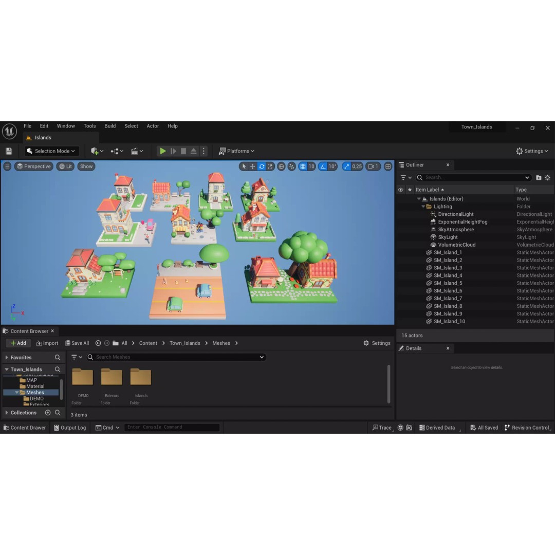 Cartoon Town Islands Exteriors 3D Model – Low Poly Game Asset, FBX - View 19