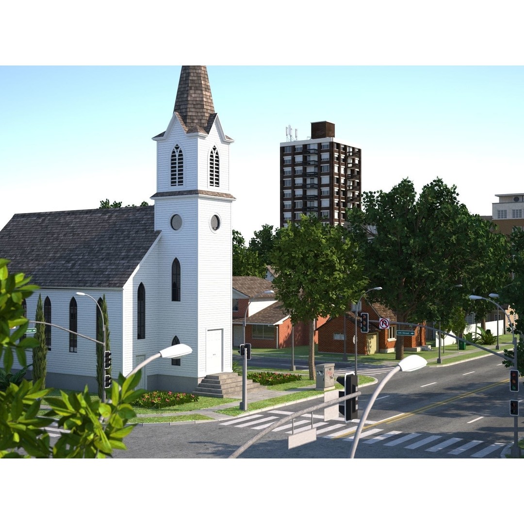 Modular Town 3D Model – Low Poly Cityscape with Detailed Buildings - View 13