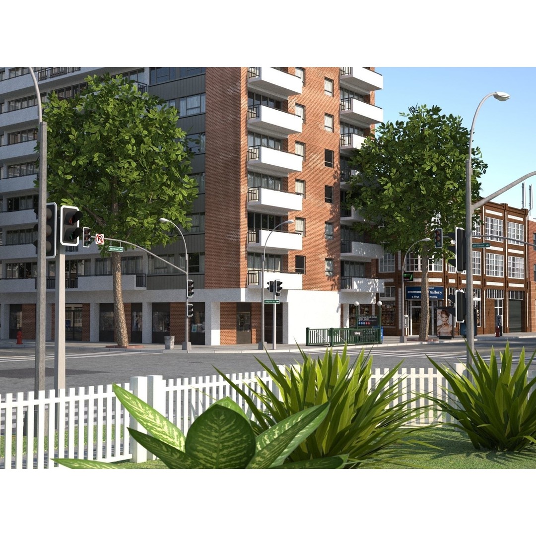 Modular Town 3D Model – Low Poly Cityscape with Detailed Buildings - View 14