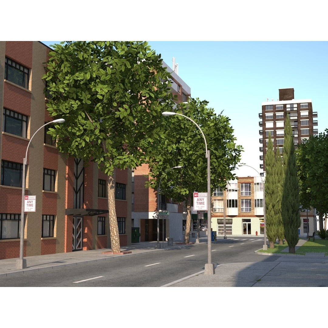 Modular Town 3D Model – Low Poly Cityscape with Detailed Buildings - View 16