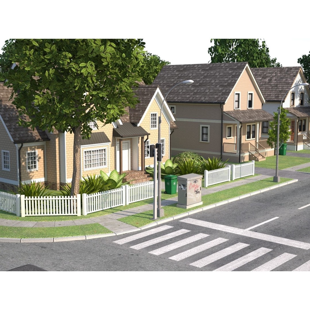 Modular Town 3D Model – Low Poly Cityscape with Detailed Buildings - View 28