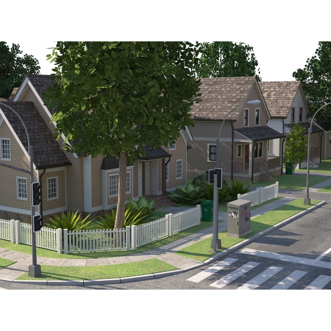 Modular Town 3D Model – Low Poly Cityscape with Detailed Buildings - View 29