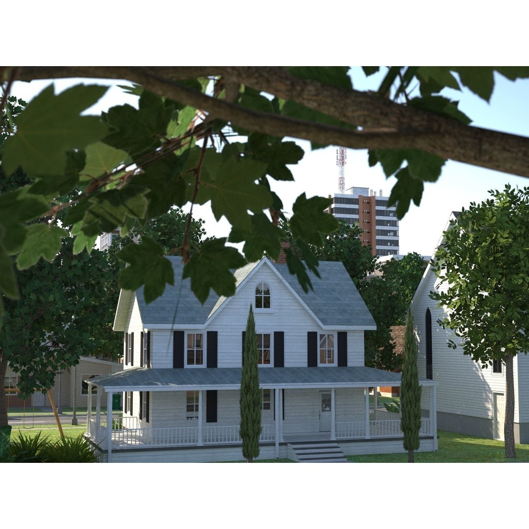 Modular Town 3D Model – Low Poly Cityscape with Detailed Buildings - View 32