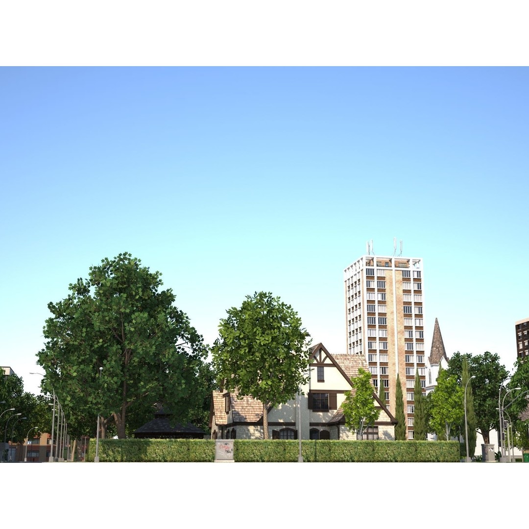 Modular Town 3D Model – Low Poly Cityscape with Detailed Buildings - View 6