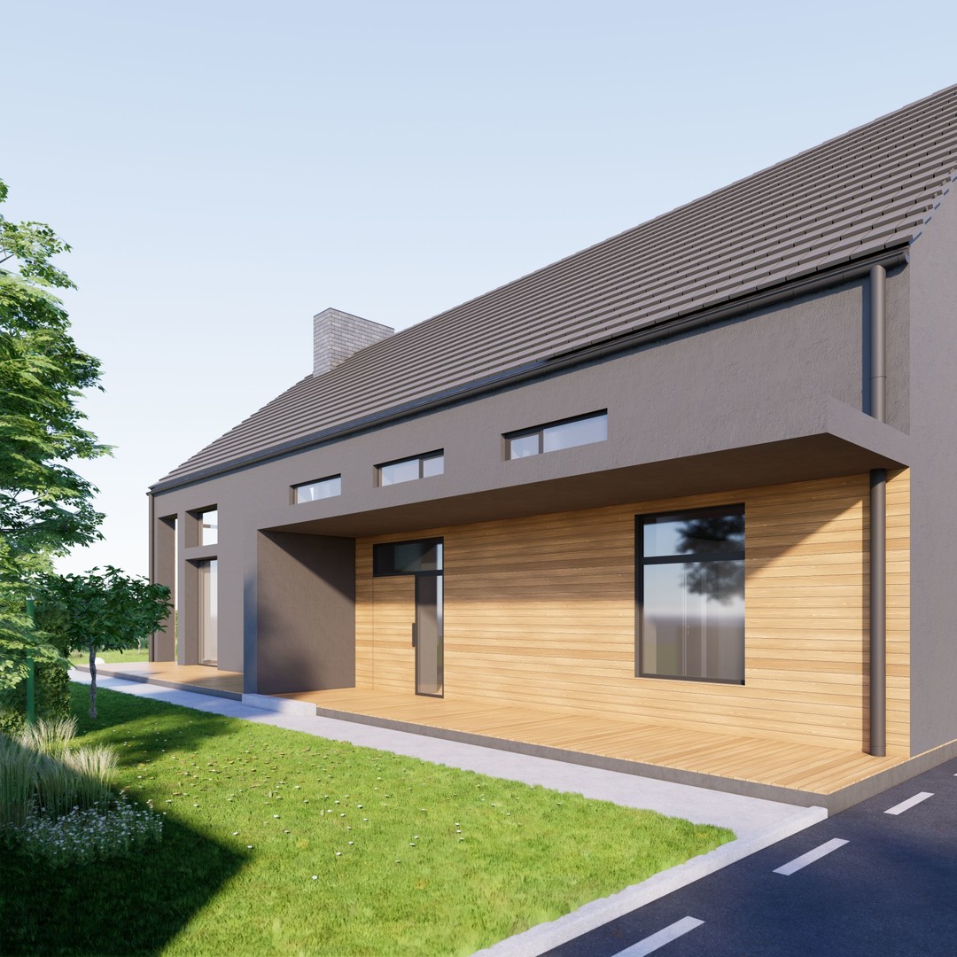 Family House 4 3D Model – Low-Poly Parametric Design, FBX, OBJ - View 3