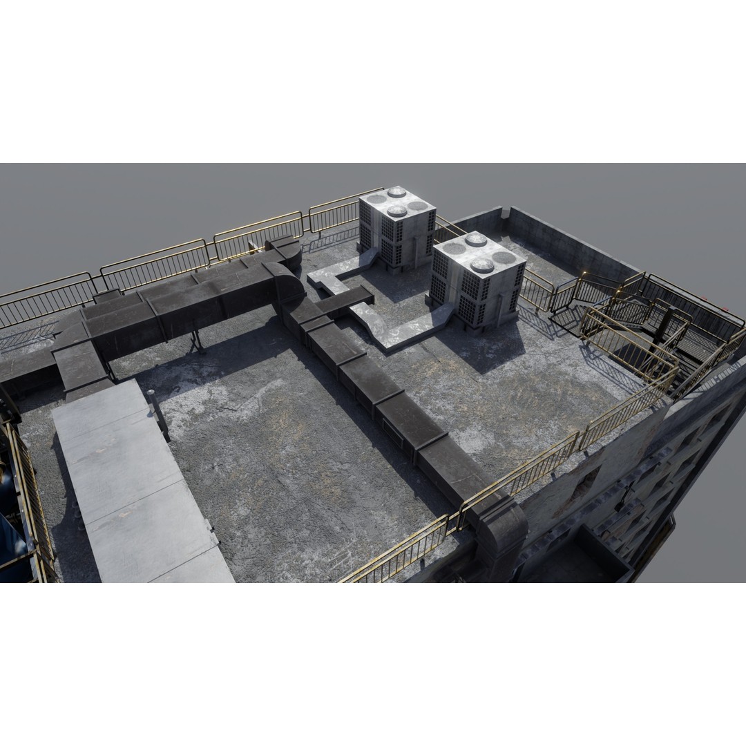 Old Neglected Hotel 3D Model – Low Poly Architectural Asset, FBX, Blender - View 13