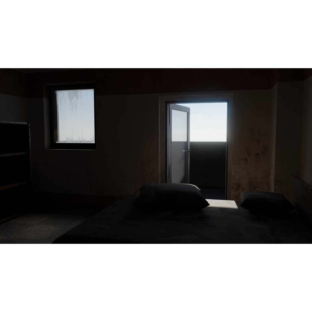 Old Neglected Hotel 3D Model – Low Poly Architectural Asset, FBX, Blender - View 15