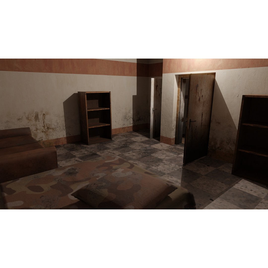 Old Neglected Hotel 3D Model – Low Poly Architectural Asset, FBX, Blender - View 17