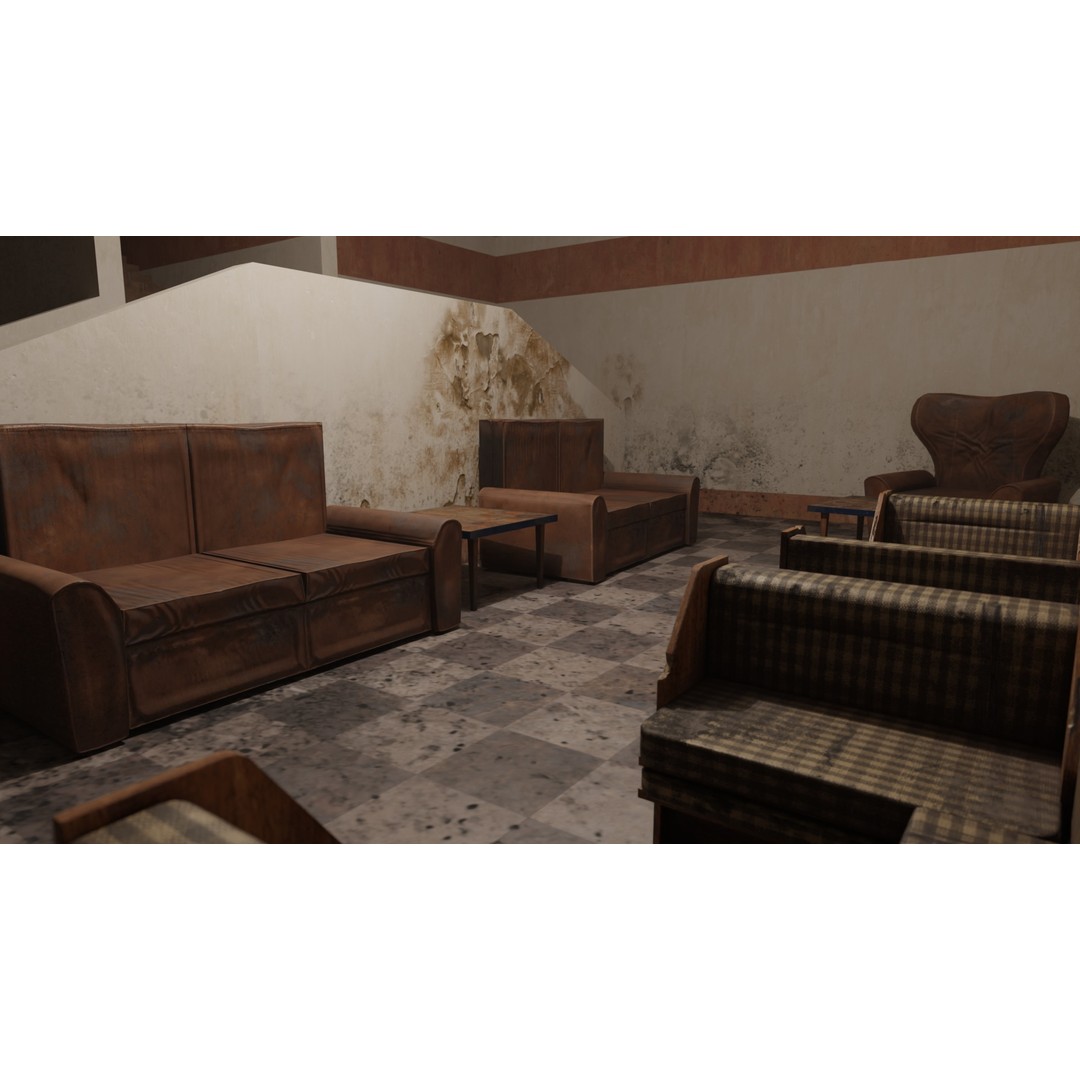Old Neglected Hotel 3D Model – Low Poly Architectural Asset, FBX, Blender - View 18