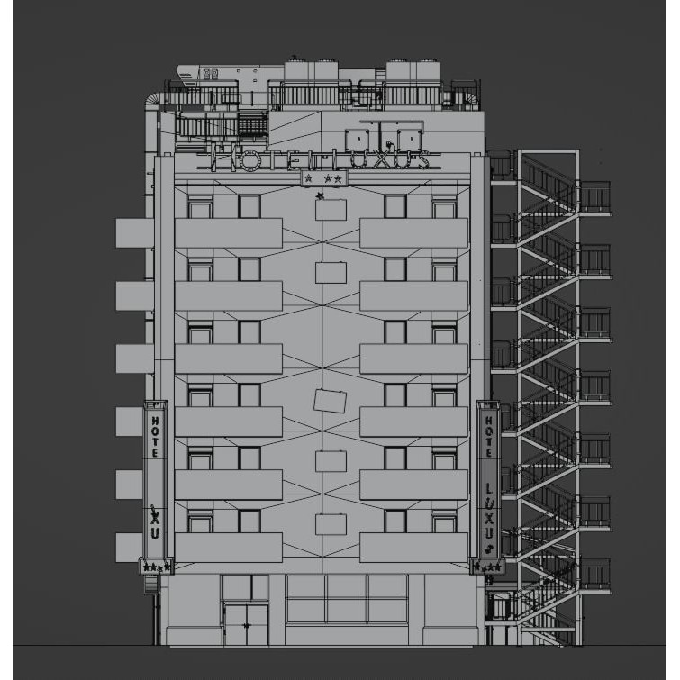 Old Neglected Hotel 3D Model – Low Poly Architectural Asset, FBX, Blender - View 22