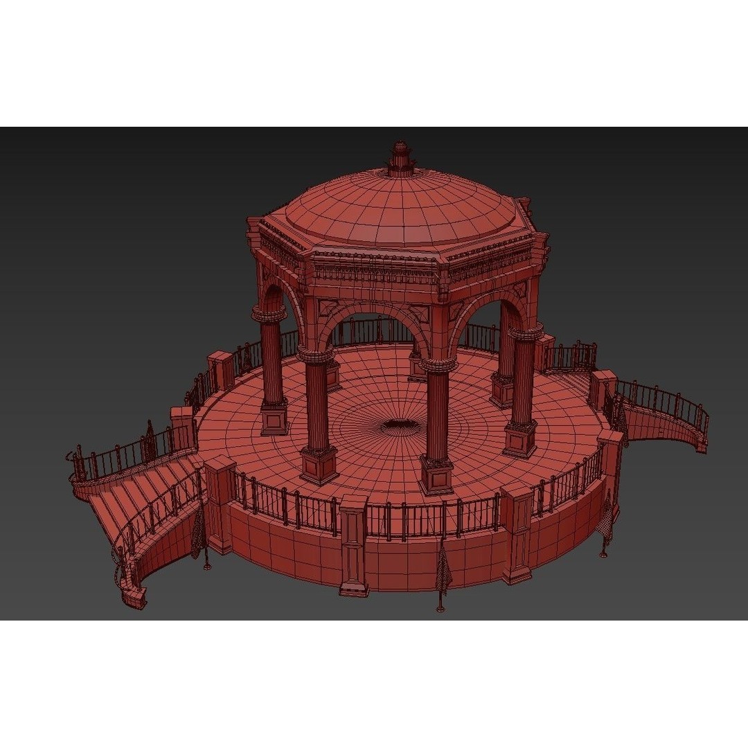 Monument Gazebo 3D Model – Low Poly PBR Asset, FBX, OBJ