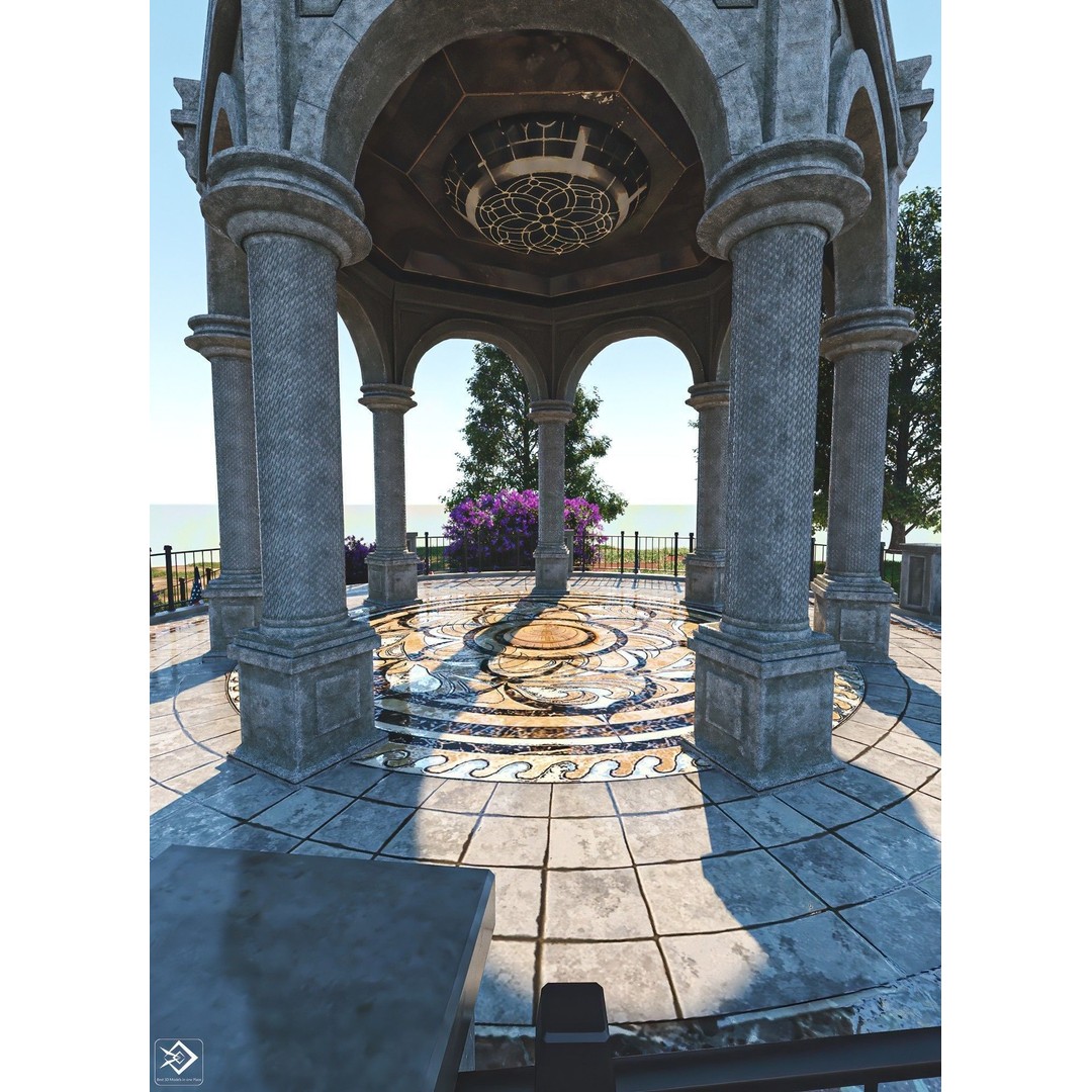 Monument Gazebo 3D Model – Low Poly PBR Asset, FBX, OBJ - View 10
