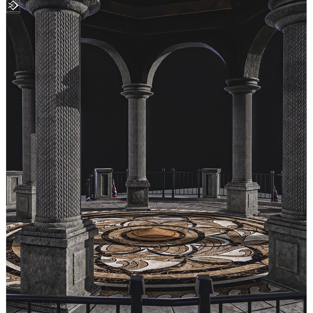 Monument Gazebo 3D Model – Low Poly PBR Asset, FBX, OBJ - View 13