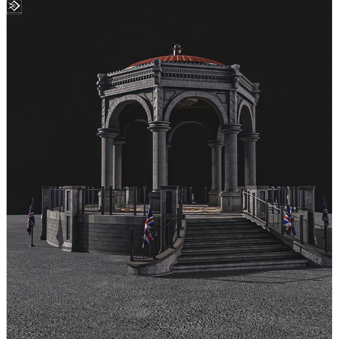 Monument Gazebo 3D Model – Low Poly PBR Asset, FBX, OBJ - View 14